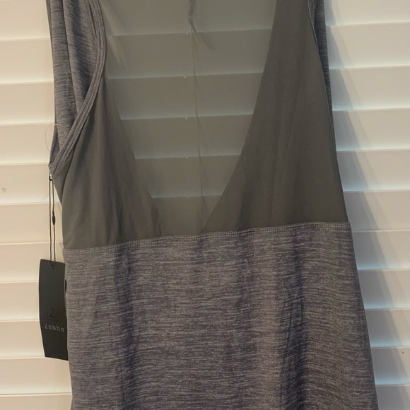 NWT Z by Zobha Activewear Mesh Back Surplice Tank Heather Slate Size XL‎ - Picture 1 of 6